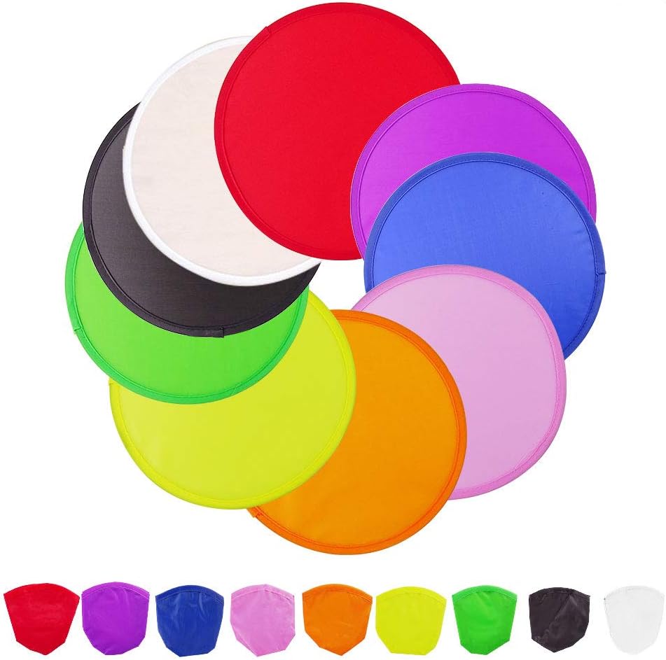 ATROPOS 27 Pieces Foldable Flying Disc Fan,Folding Pocket Flying Set, Folding Frisbees with Storage Pouch for Children Adults & Pets, 9 Colors