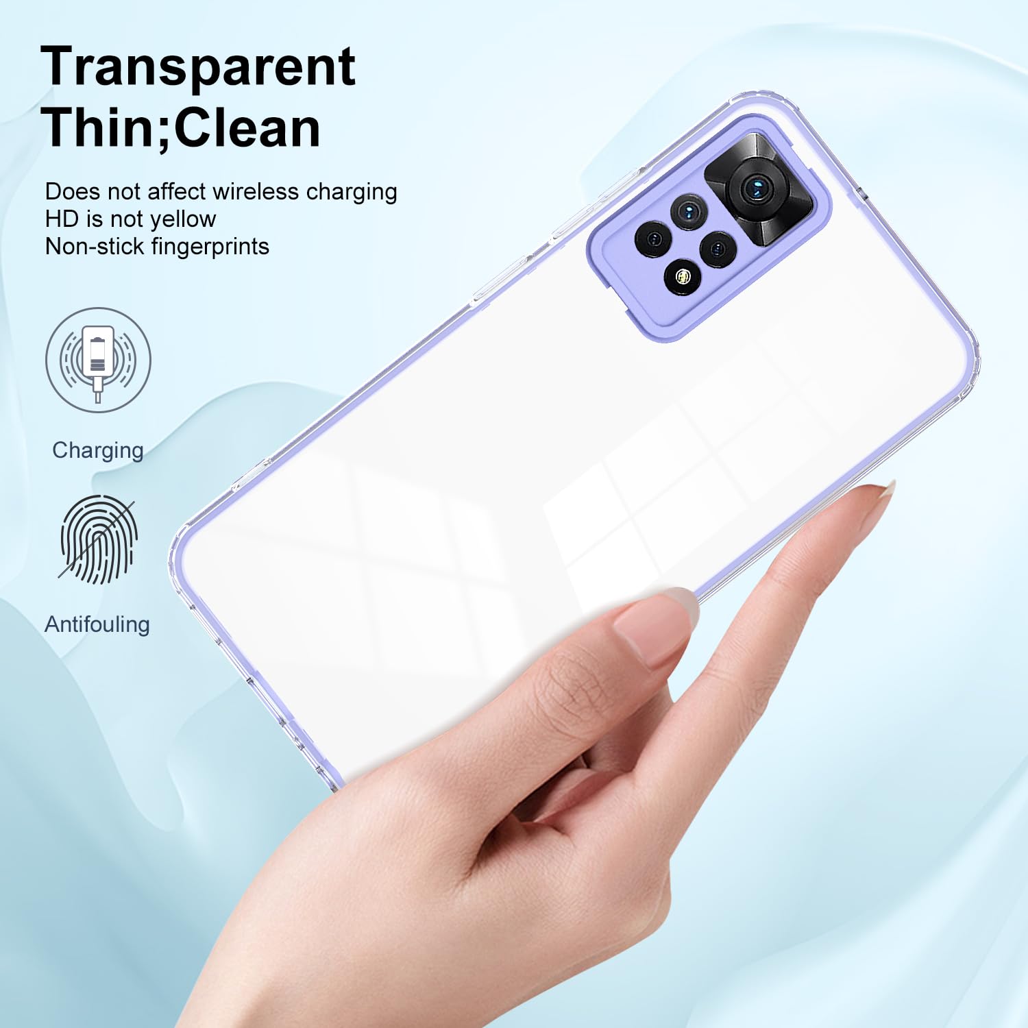 Custodia Trasparente XINYEXIN Per Xiaomi Redmi Note 12 4G – Bordo Colorato E Antiurto – Bianco