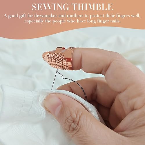 Miniatura 25 de ZESION 4 dedales de costura, dedales de metal para coser a mano, protector de dedos, accesorios de manualidades para tejer costura, herramientas