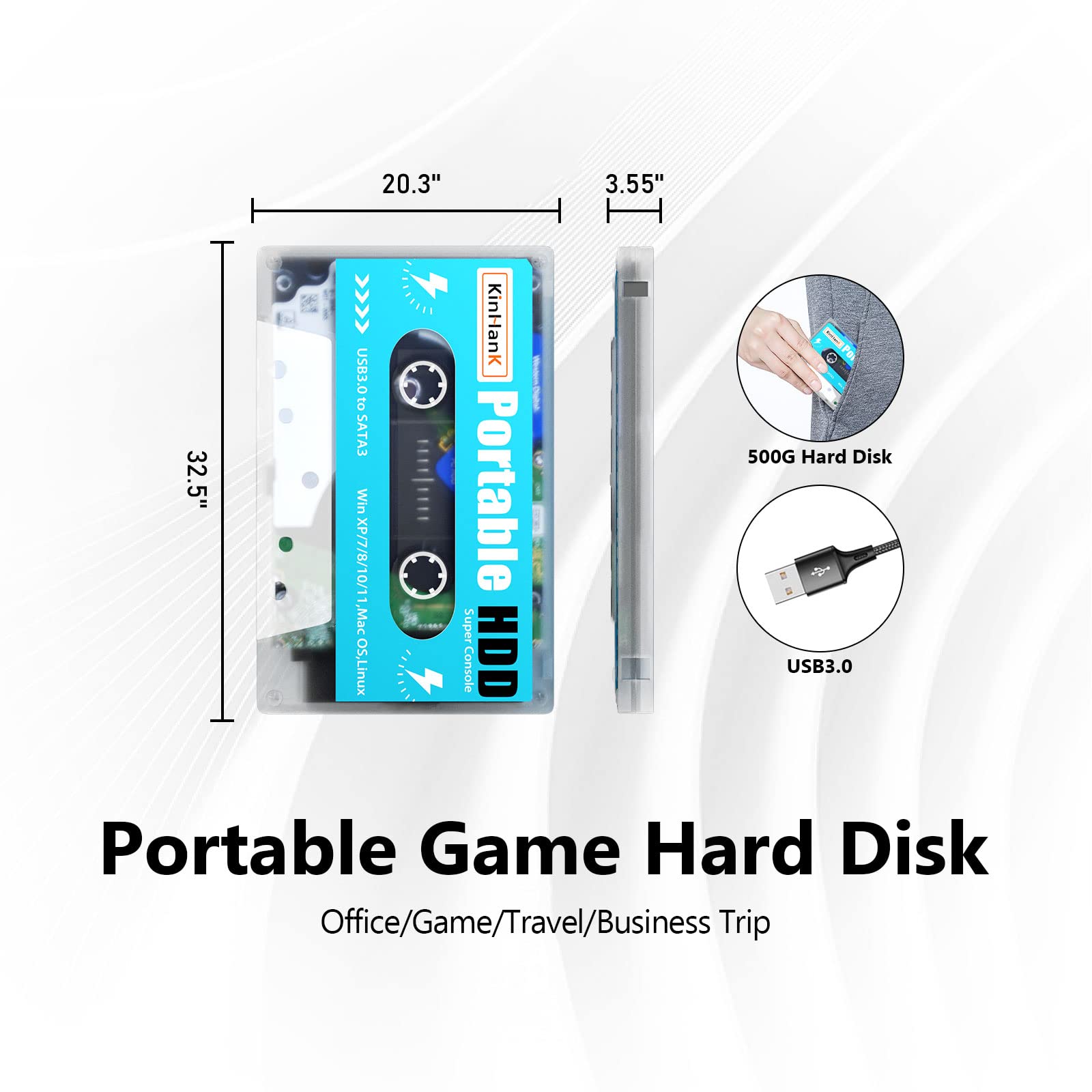 Disco Duro Externo 500GB Con +110.000 Juegos Y 78 Emuladores – Retro Cassette Plug And Play Para PC Y Mac (Batocera Linux, USB 3.0)