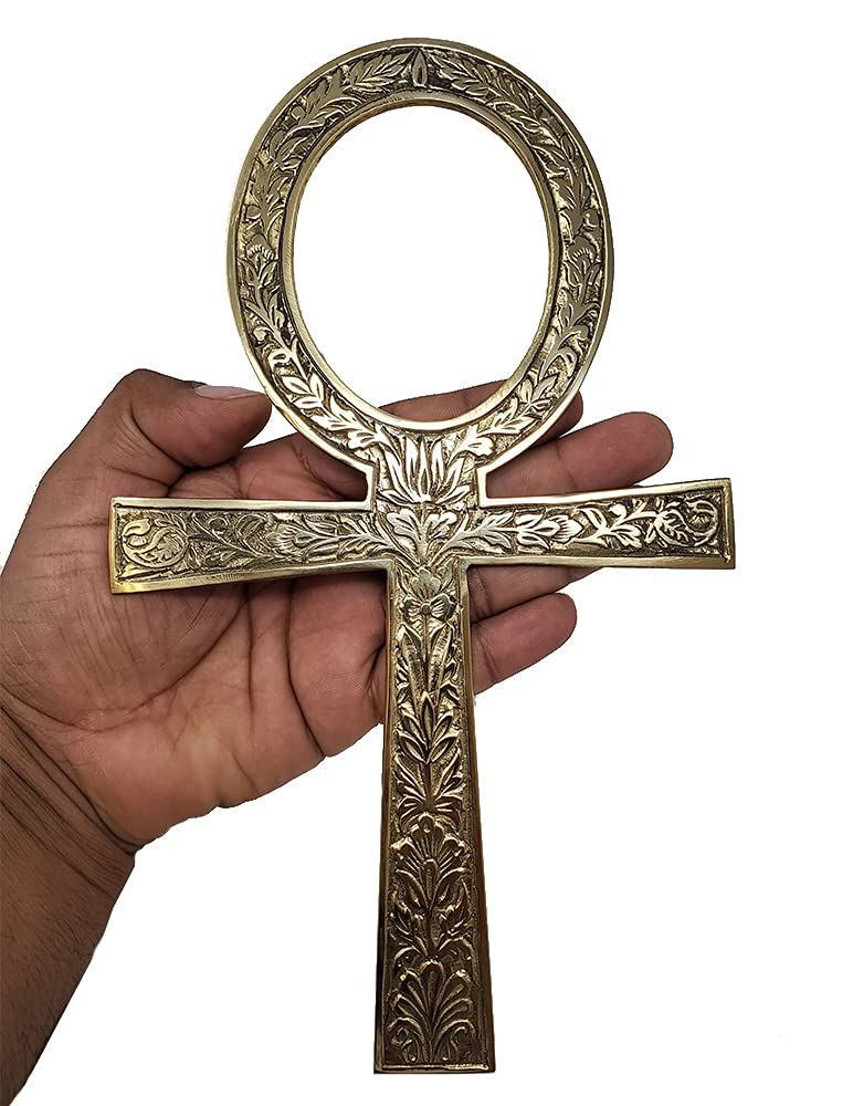 New Age Imports, Inc. Solid Brass Ankh 9.75"~ Perfect for your Altar, Wall Décor, Gift Giving, Ritual needs. Made of 100% yellow brass quality product ® (Brass Ankh 9.75")