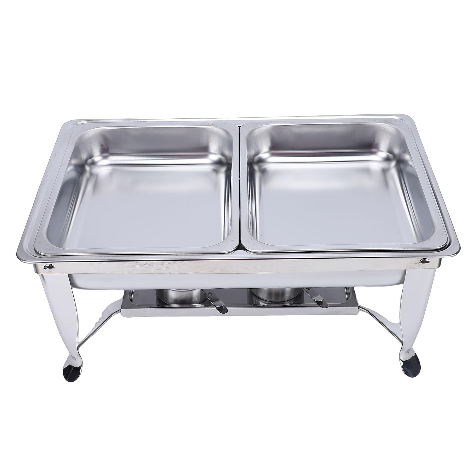 Jenngaoo Chafing Dish Buffet Set con Tapa Cuadrada Servidor de Doble Compartimento Calentador de Alimentos, Marco Plegable para Uso Comercial en Restaurantes y Hoteles