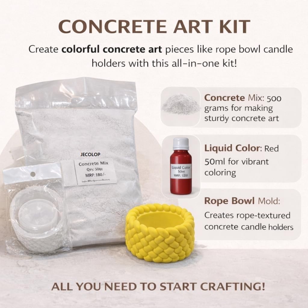 JECOLOP Terra Art Concrete Making Kit, DIY Terrazzo Art Kit for Home Décor, Planters, Trays & Candle Holders | Beginner Friendly Craft Kit (Kit 01) 2
