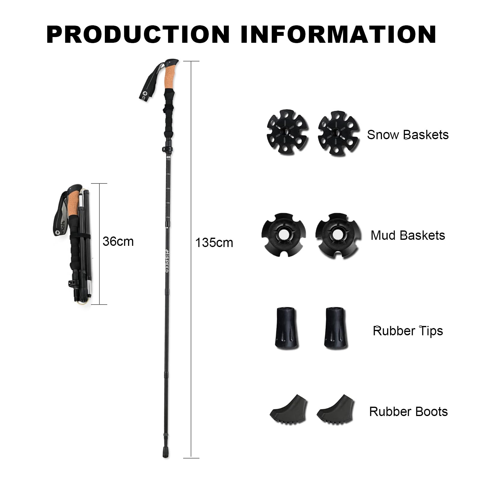 2PCS Bastones Senderismo,Bastones Trekking Plegables,Palos Senderismo con 4 Puntas para Adaptarse a Diferentes Condiciones del Terreno,Palos Trekking de Aluminio para Hombre,Mujer,Senior