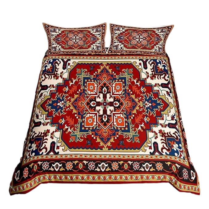 Housse de couette bohème 2 personnes Homewish avec 2 taies d'oreiller