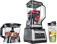 NINJA LIQUIDIFICADOR 1200 W, 5 Funções para Smoothies, Picar, Massa e Mais com Auto IQ, Jarra 2,2L, Jarra de Processador de 2L e 1 Copo para Levar, Preto