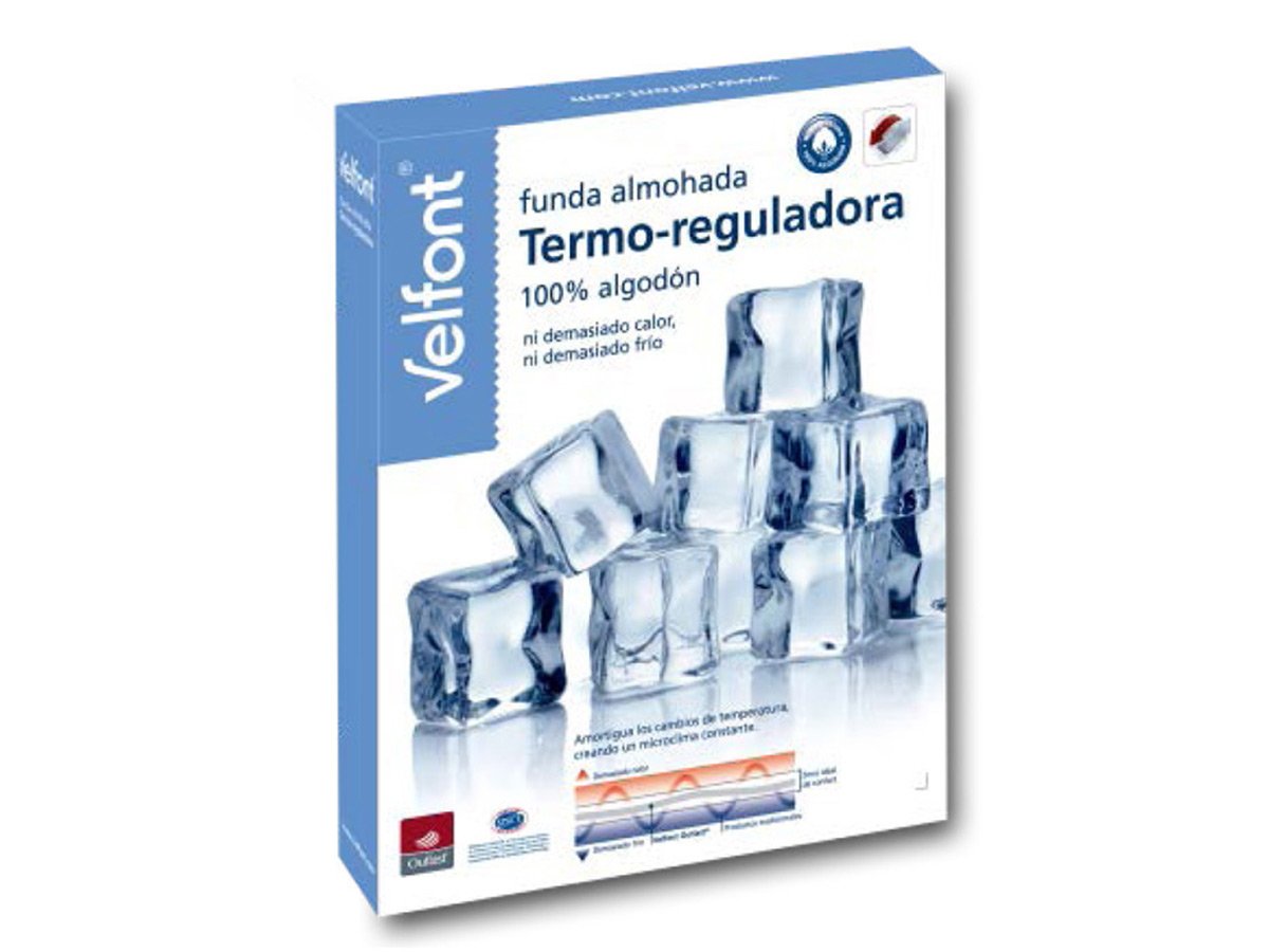 Velfont Funda Almohada Termo-reguladora 100% algodón - Temperatura Constante Durante la Noche (150cm)