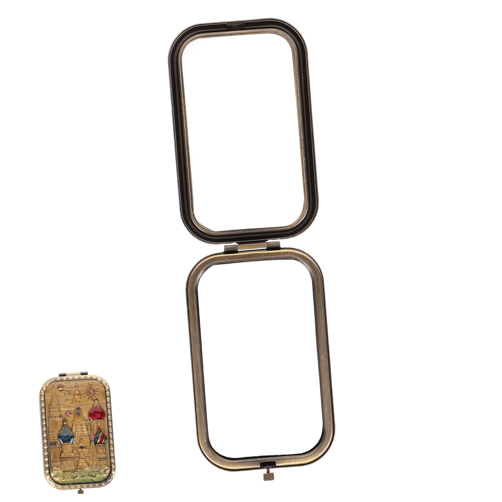 BESTYASH 4 Pezzi specchio cosmetico piccolo specchio ingrandimento mini da borsa compatto Trucco Fare specchietto pieghevole retrò tenuto in mano Metallo