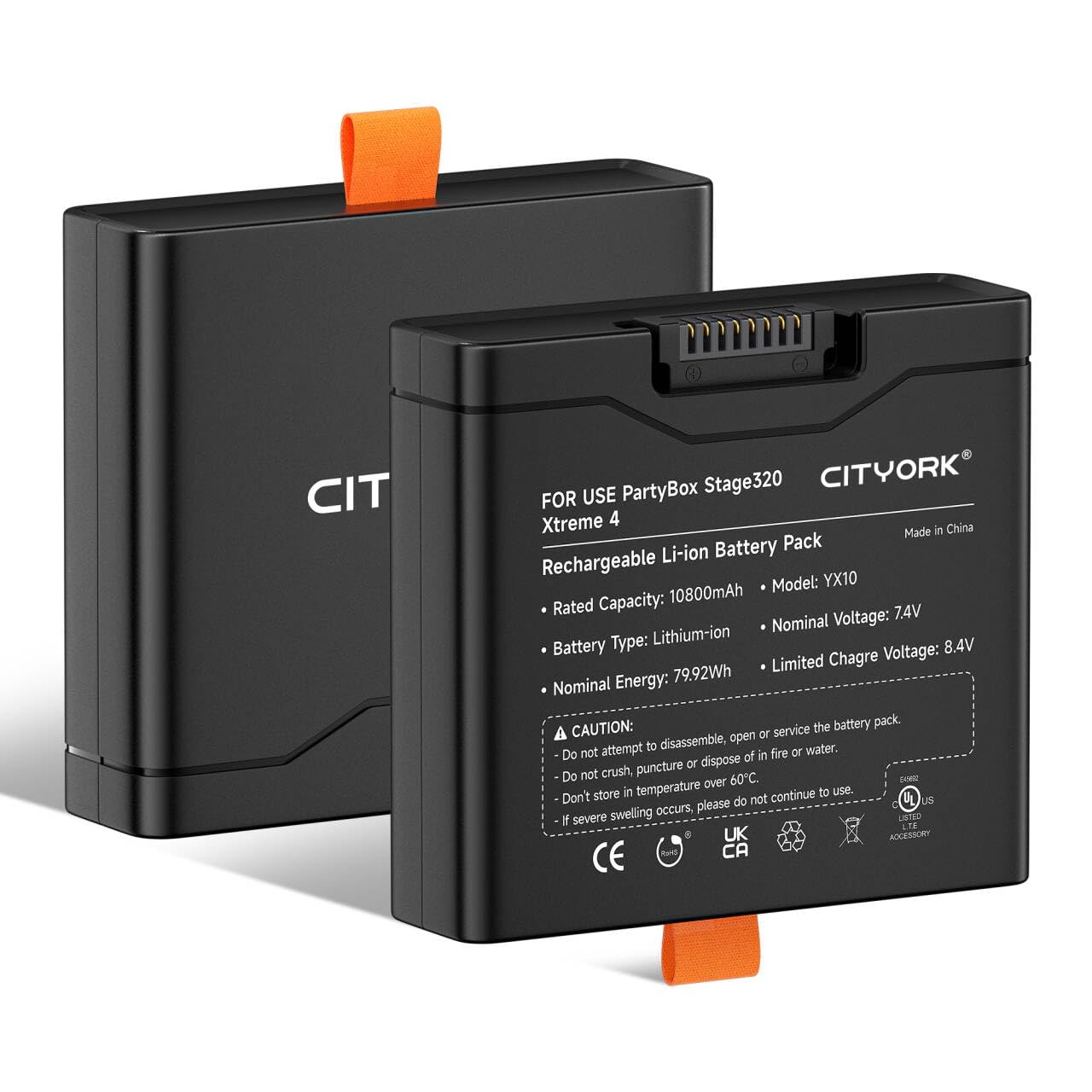 CITYORK 7,4V/10800mAh Batterie de rechange pour enceintes Bluetooth JBL Partybox Stage 320 / JBL Xtreme 4, échangeable en quelques secondes pour que la fête dure deux fois plus longtemps