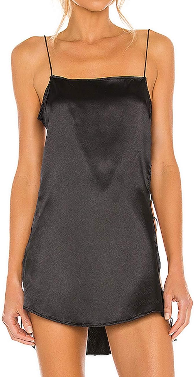 UONBOX Lingerie Nightgown For Women Sexy Full Slip babydoll Chemise Silk Satin Nightwear Cut Out at  Women’s Clothing store
