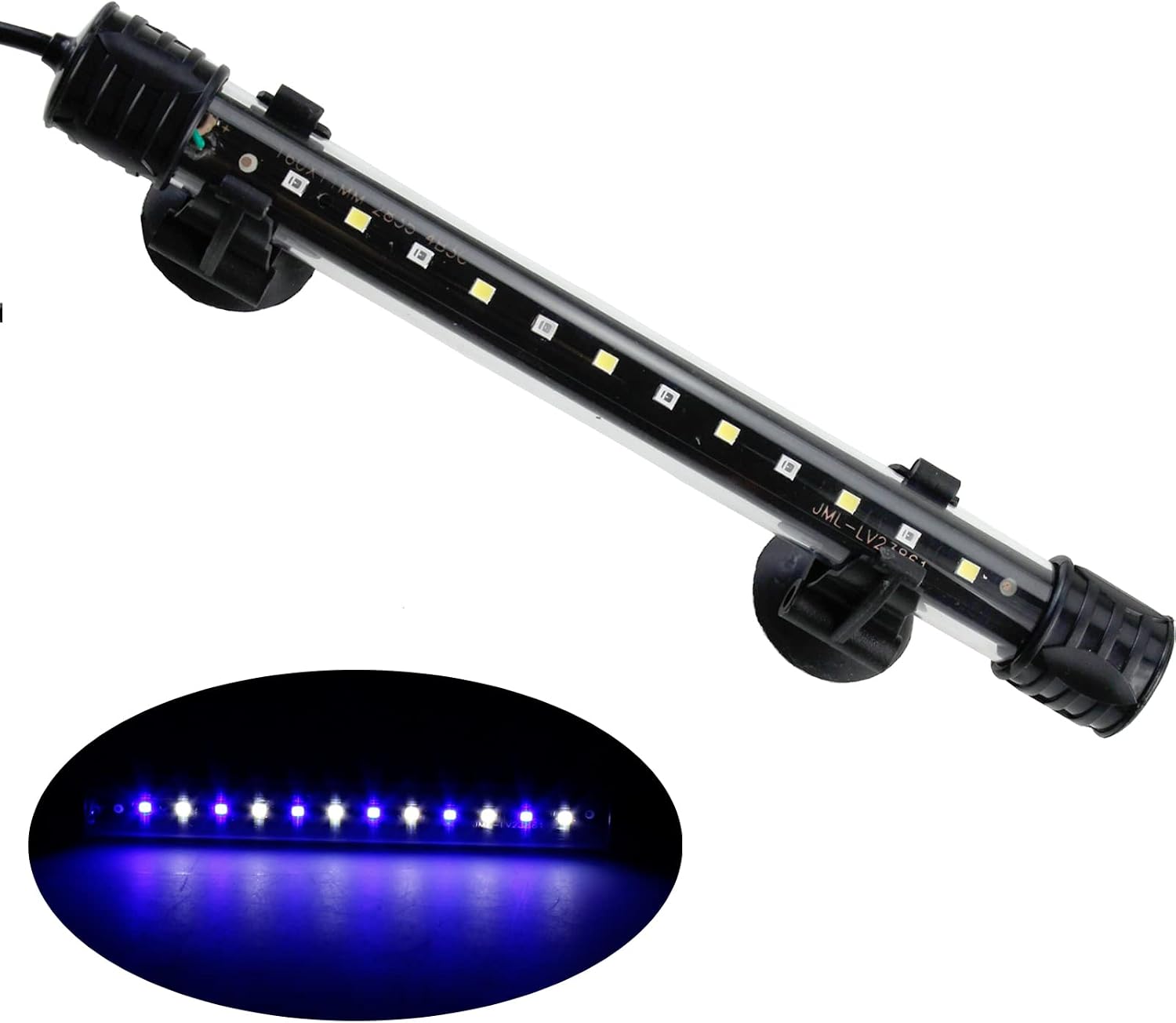 AQUANEAT Aquarium LED Submersible Light 7.5 Inch Underwater Stick Strip Bar Lamp Fish Tank (White & Blue)