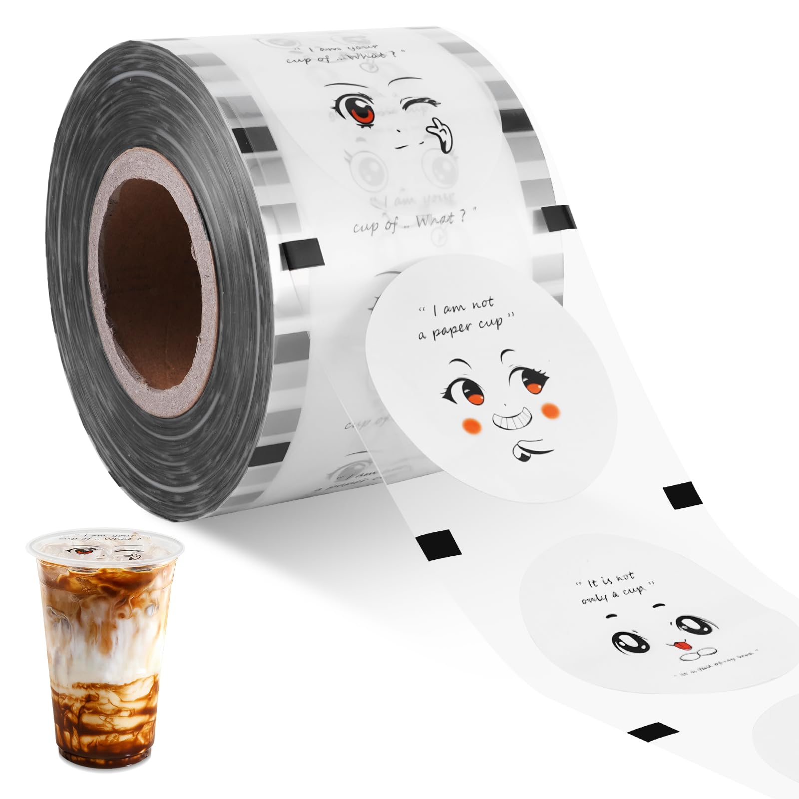 MXBAOHENG 3000 Film de scellage de tasses 90-95 mm pour gobelets en plastique/gobelets en carton, Film d'étanchéité en plastique, Film anti-fuite pour les magasins de boissons pour jus, thé, café