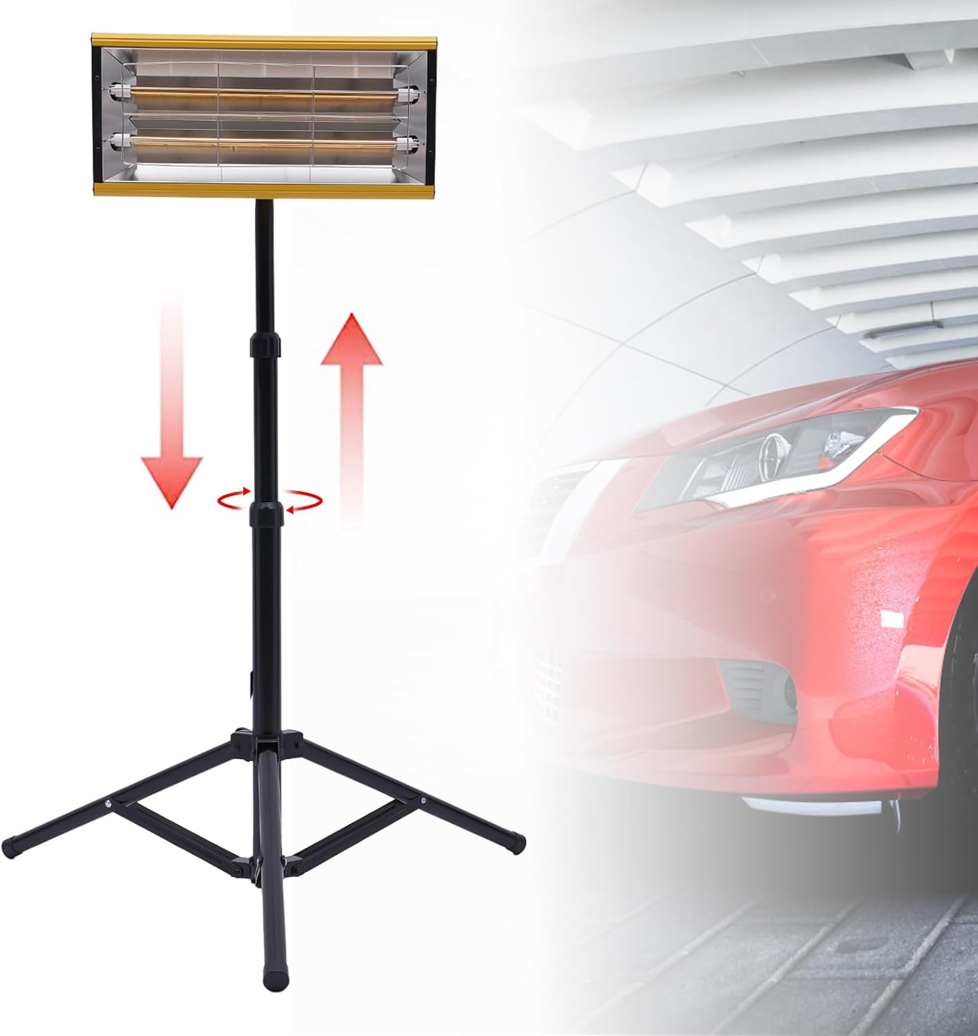 2000W Infrared Paint Curing Lamp,110V Short Wave Infrared Paint Baking Lamp w/Smart Timer & Stand,Height Adjustable, Car Bodywork Repair Paint Dryer for Automotive Painting,Maintenance etc.