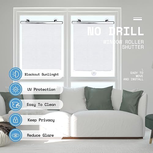 Miniatura 3 de Yoebor Persiana opaca sin taladros con 3 ventosas, cortina enrollable portátil temporal para el hogar, oficina, automóvil, negro, 50% de sombra de