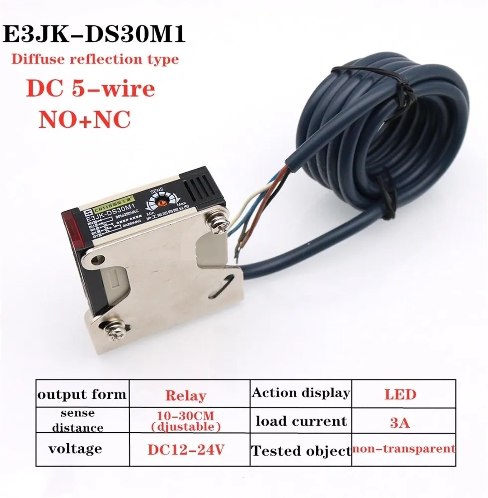 1 interruptor de sensor infrarrojo E3JK-DS30M1, sensor de interruptor fotoeléctrico de reflexión difusa, CC, CA, universal(DS30M1 24VDC)