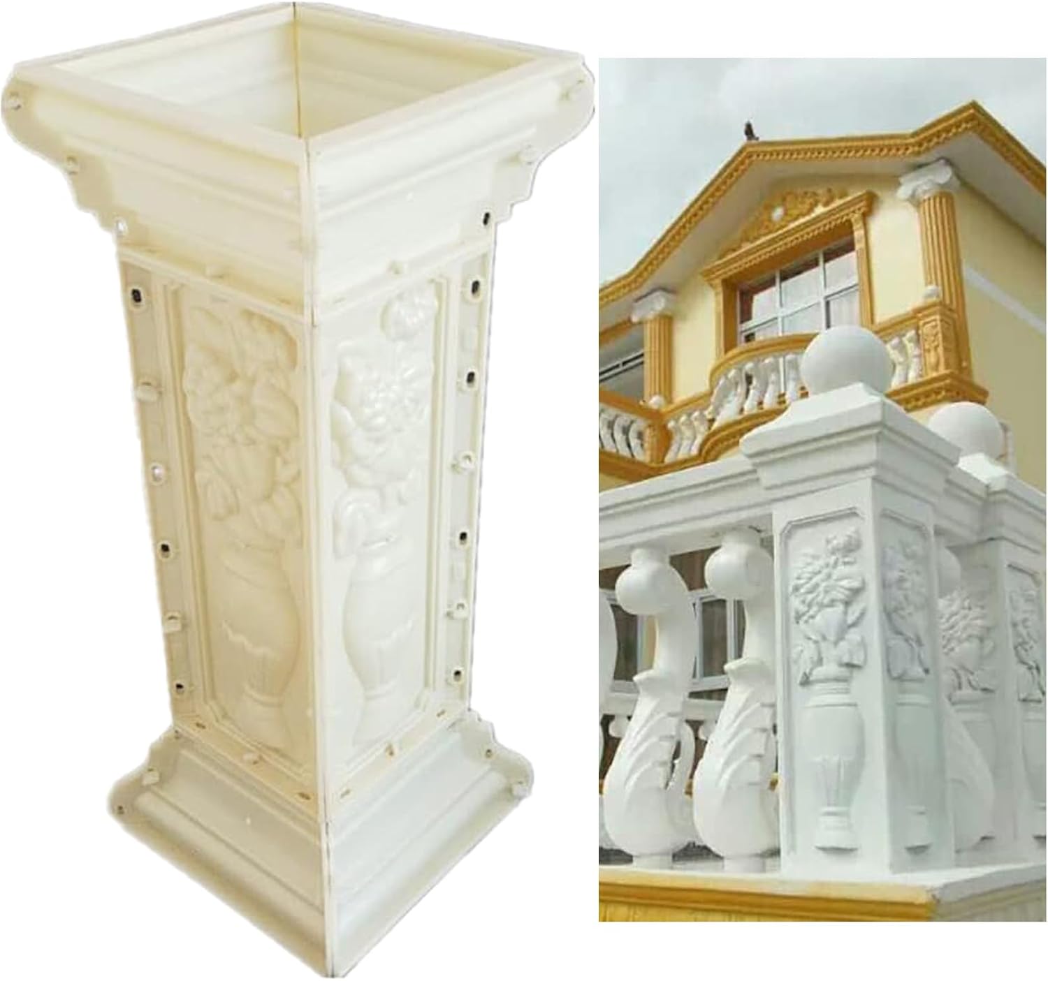 Pillar Concrete Molds,26.78" Plastic Pillar Mould Garden Reusable DIY Casting Cement Plaster Concrete Mould (LH)