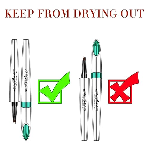 Miniatura 6 de Lápiz de cejas Microblade - Lápiz de cejas resistente al agua, 4 puntas de tenedor, a prueba de manchas, de larga duración, color marrón claro