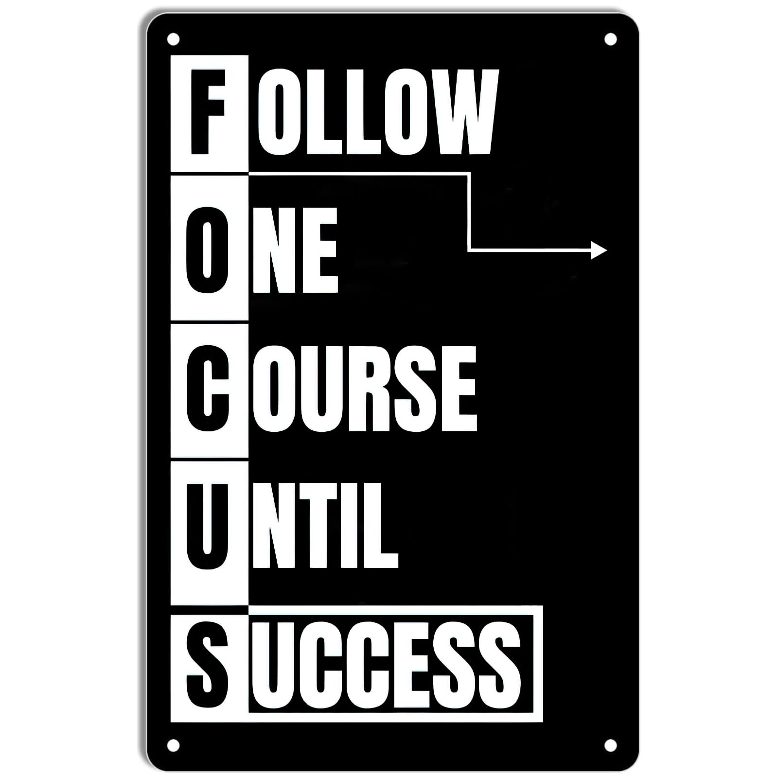 Persistent Success Inspirational Vintage Metal Sign Goal Pursuit Slogan Wall Art Decor for Home Leisure Room 8x12 Inch