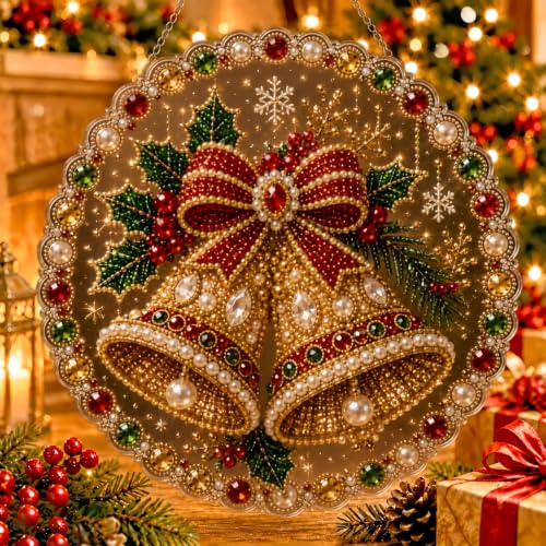 Christmas Pearl Diamond Painting Suncatcher Kit, DIY Acrylic Hanging Decor