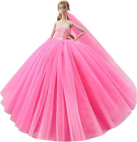 Miniatura 4 de Ropa de muñeca de novia, vestido de novia para niña de 11.5 pulgadas, vestido de princesa de fiesta, accesorios de muñecas de 16 (estilo B)