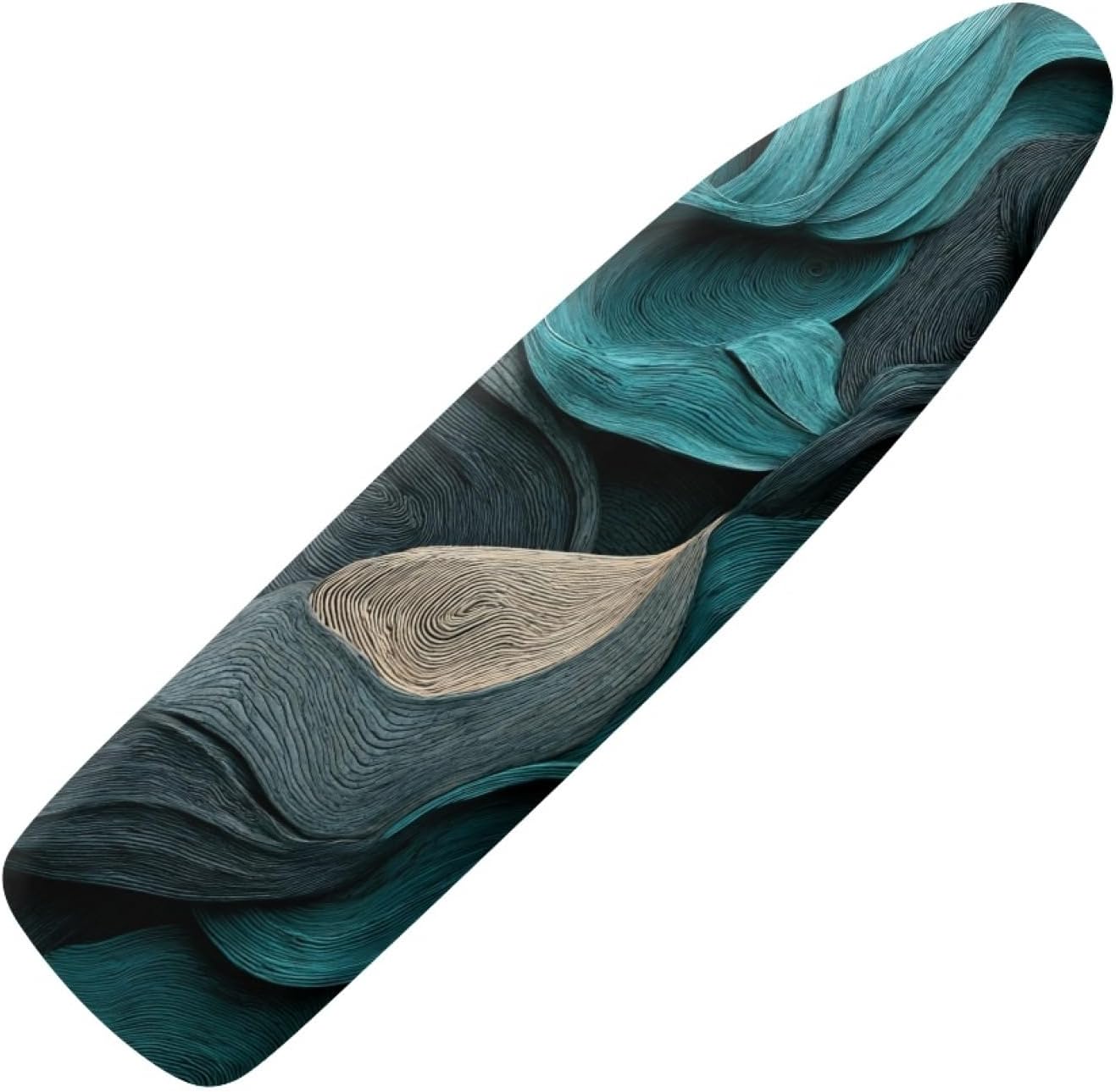 Iron Board Cover with Padding Standard Size Waves Blue Beige Padded Ironing Board Covers 15x54 Heat Reflective Extra Thick Wide Non Stick Scorch and Stain Resistant Heatproof