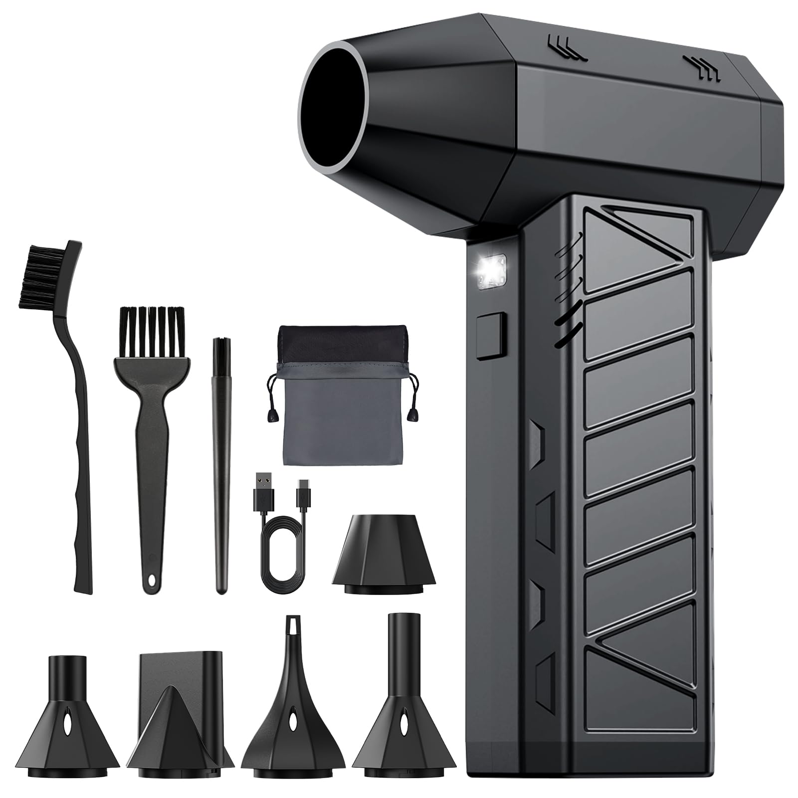 Soffiatore d'Aria Elettrico senza Spazzole 160.000 RPM, Aspiratore di Polvere Potente con 290g di Forza, Pulizia ad Alte Prestazioni per PC, Fotocamere, Tastiere e Officine Air duster