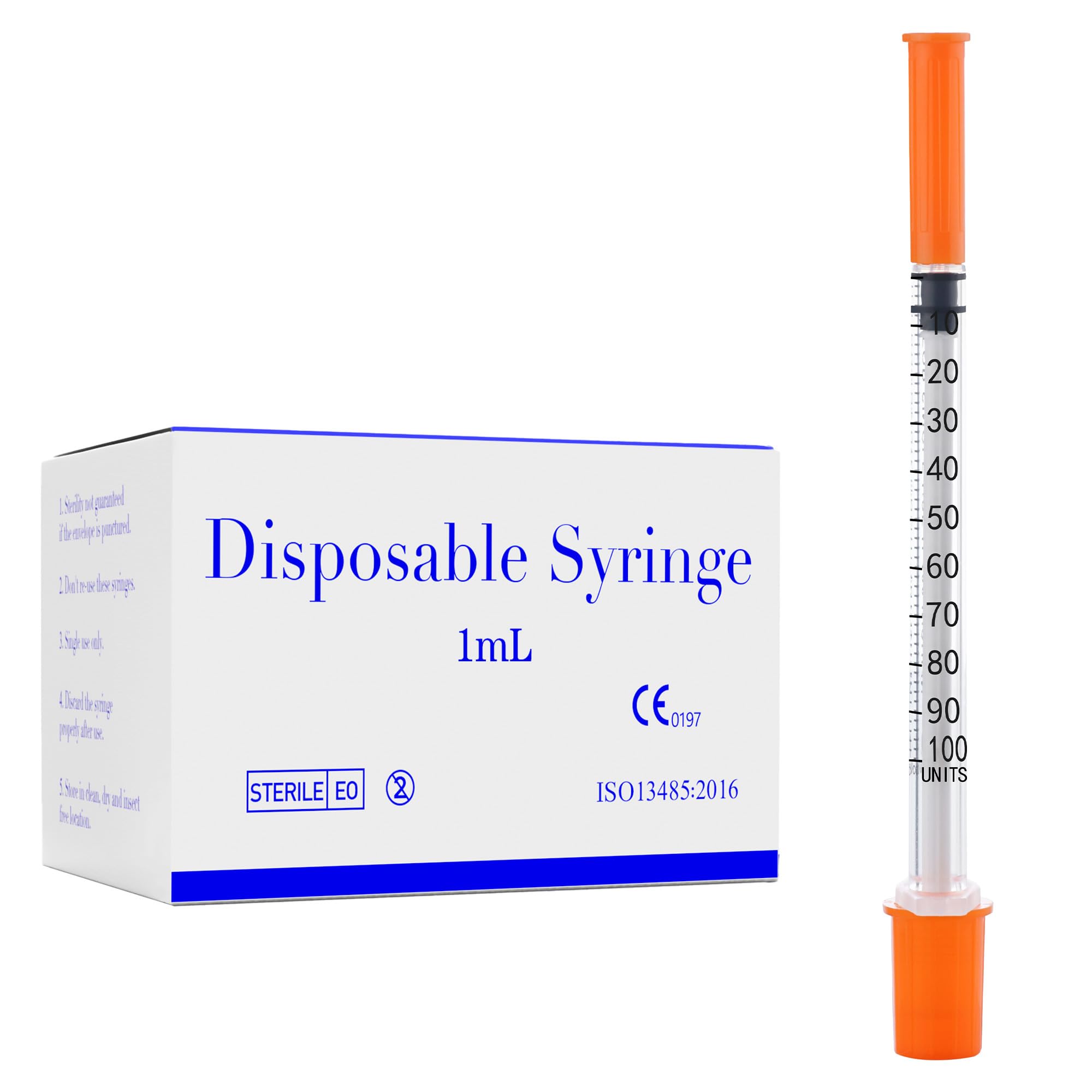View 1 of 1ml/cc 31G 1/4 Inch Syringes, Disposable Syringe, Individual Wrapped, Box of 100