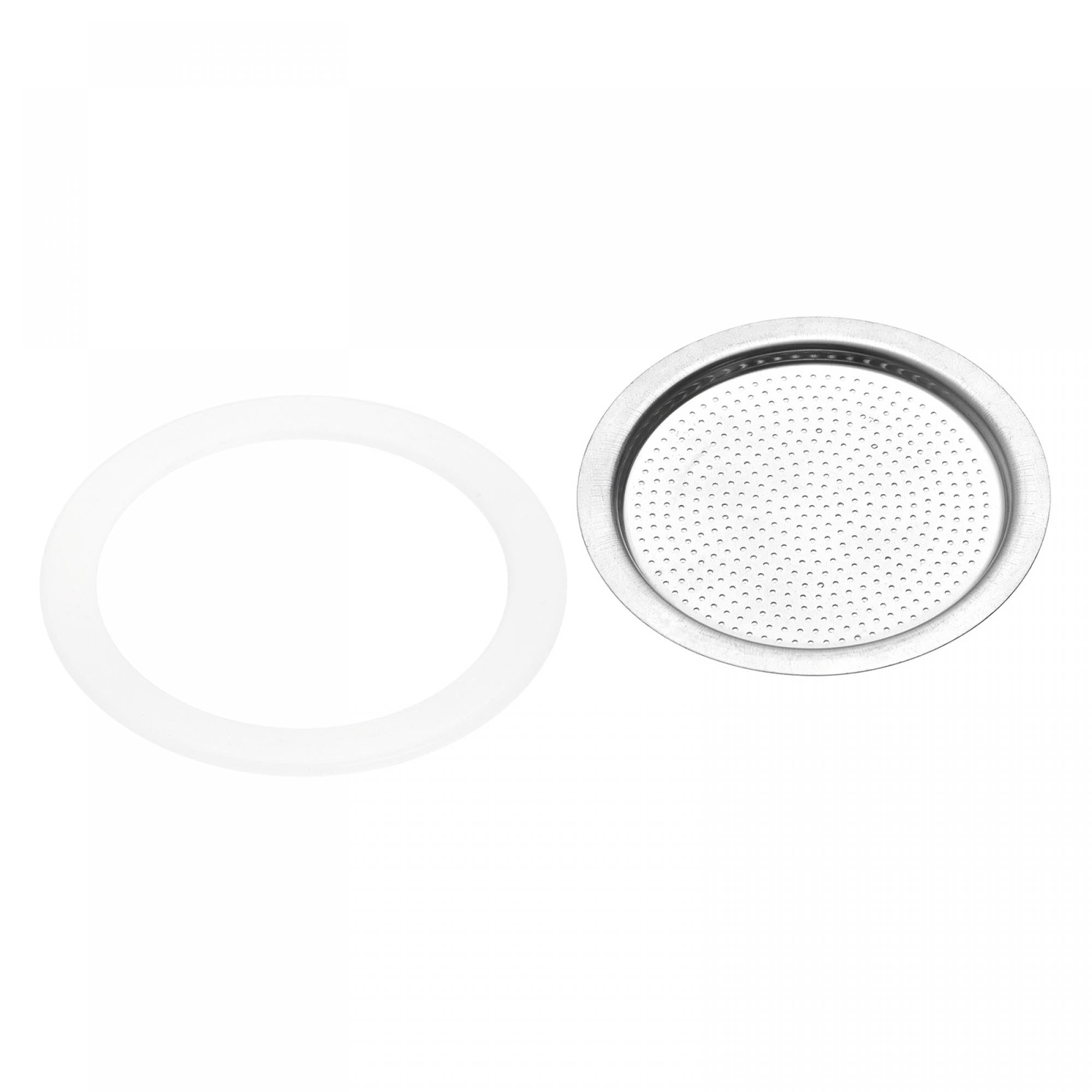 sourcing map 6pcs Silicone Gasket 62x80.5mm and 2pcs Stainless Steel Filter Screen 74x62mm for 9-Cup Mocha Coffee Pot