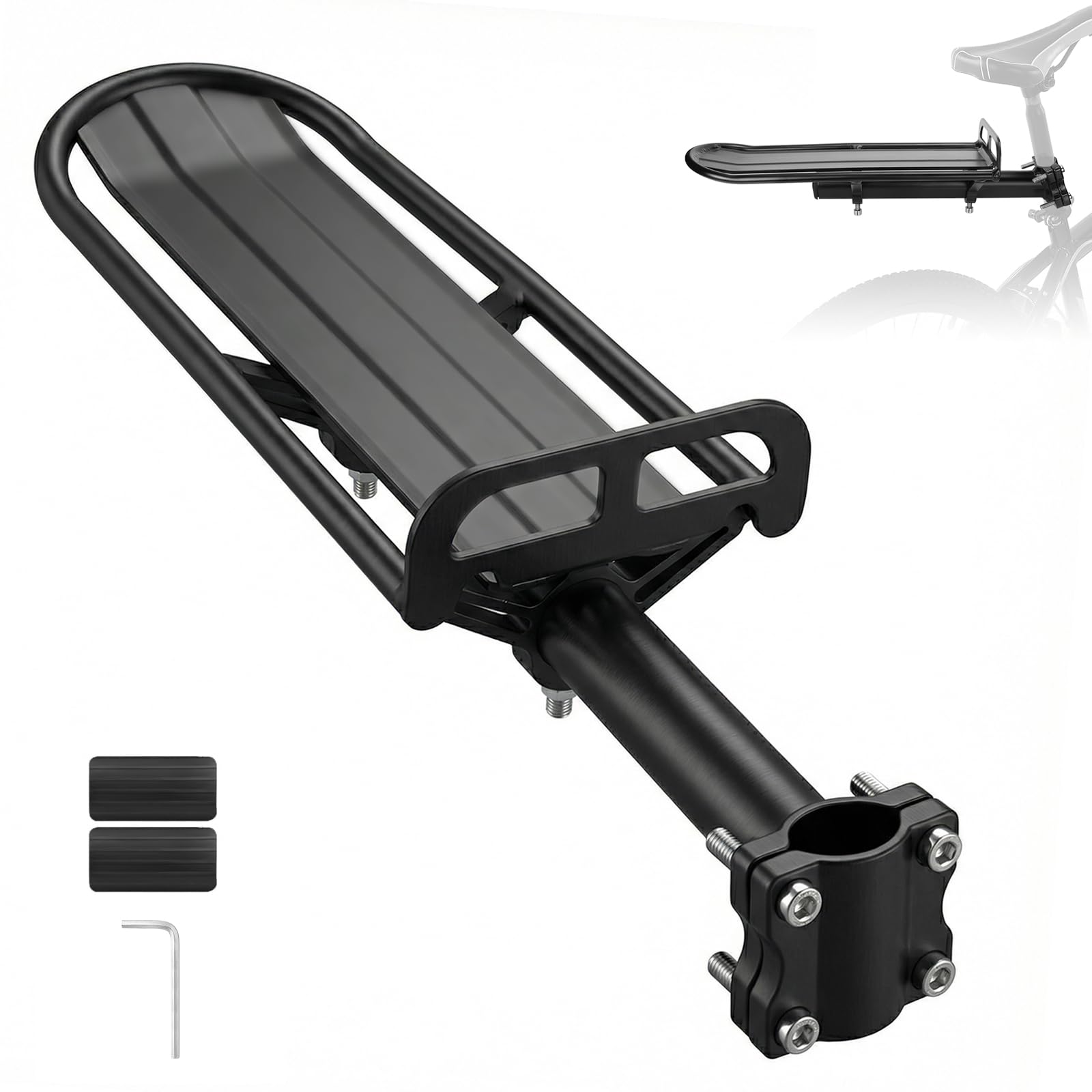 Gepäckträger Fahrrad Sattelstützen-Gepäckträger aus Aluminium, 34–50 cm verstellbar, 10 kg Tragkraft, für MTB Rennrad Pendler, ideal für Fahrradtasche Einkauf und tägliche Fahrten Sport & Freizeit