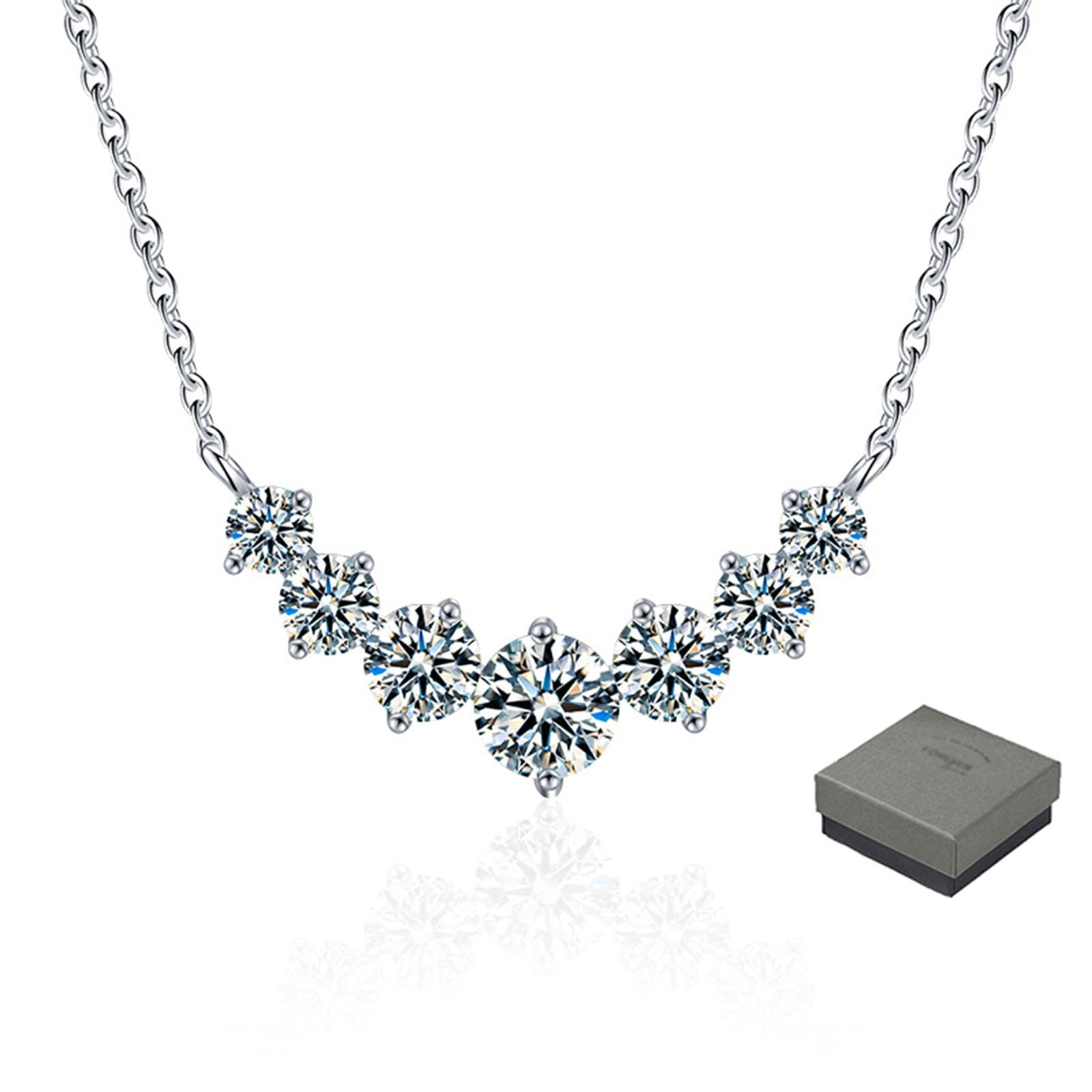 Collares de moissanita para Mujer, Collares de Diamantes para Mujer, Collar de Tenis de Diamantes para Mujer,D Color VVS1 Moissanita de corazón, joyería Colgante De Plata