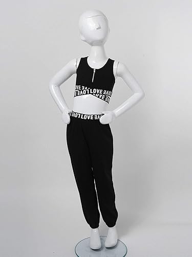 Miniatura 4 de dPois Conjunto de brasier deportivo de hip hop para niñas y niñas, con pantalones atléticos, pantalones de calle