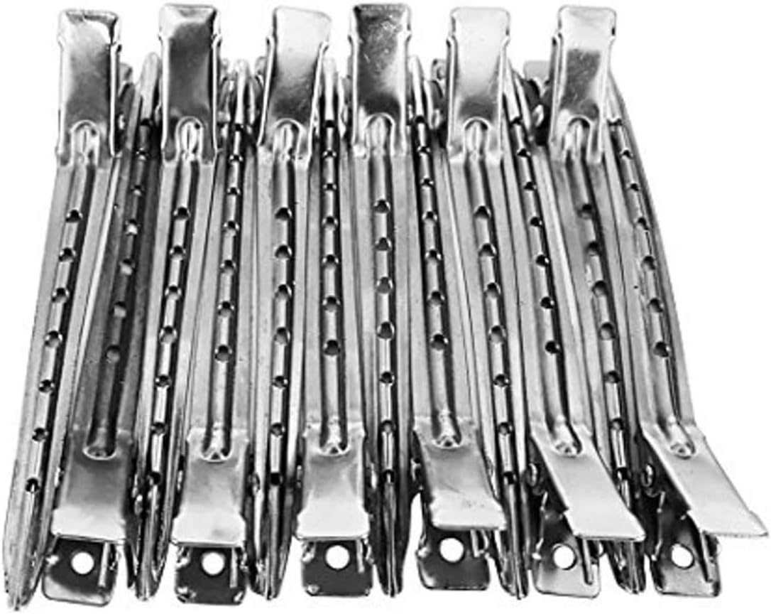 TWIREY Best Steel Hair Section Clips for Hair Partition, Cutting For Parlor, Saloon and Home Use (12 Pcs, Silver)(STEEL SECTION CLIP)
