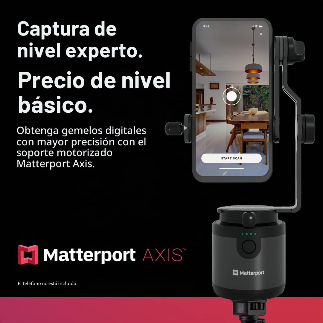 Matterport Axis Gimbal Estabilizador para cámara de teléfono Inteligente - Soporte Giratorio motorizado para escaneos fotográficos 3D 360 Profesionales con trípode portátil y Plegable