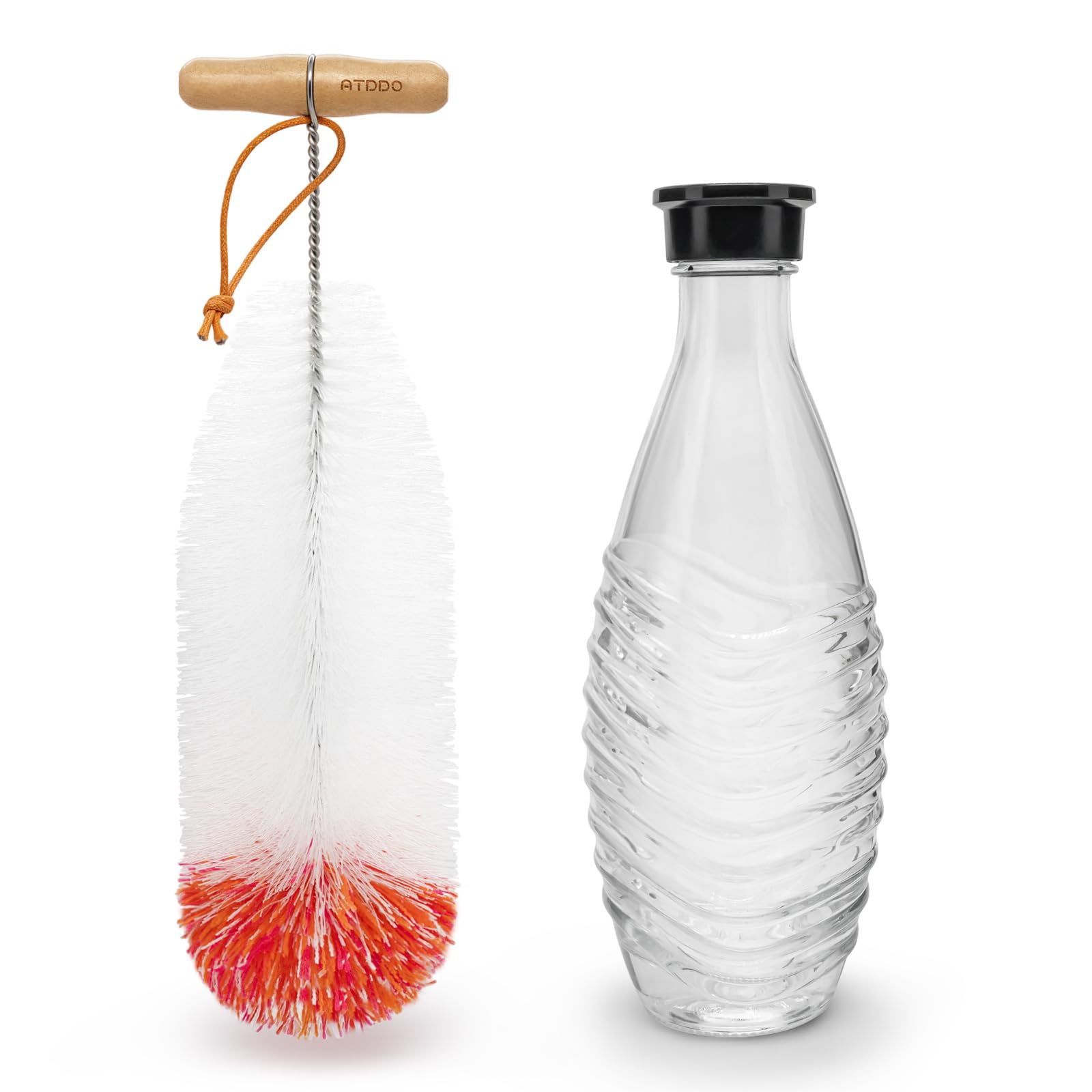 Atddo White Bottle Brush, Set Of 1 Bottle Brush For Cleaning Sodastream, Long Handle Water Bottle Cleaner Brush For Flask, Glass And Narrow Neck Bottles