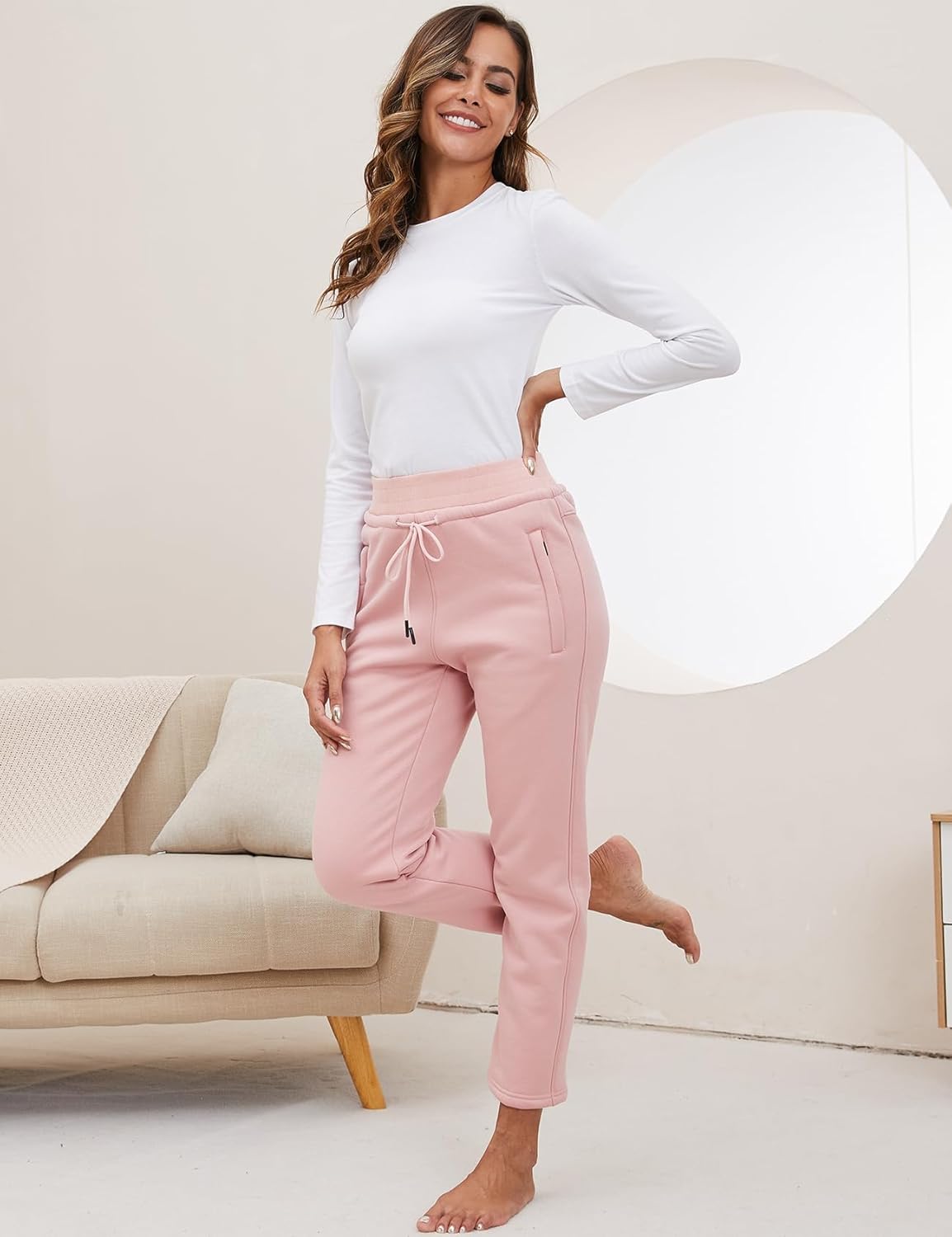 Gihuo Women's Winter Fleece Pants Sherpa Lined Sweatpants Active Running Jogger Pants - Image 2