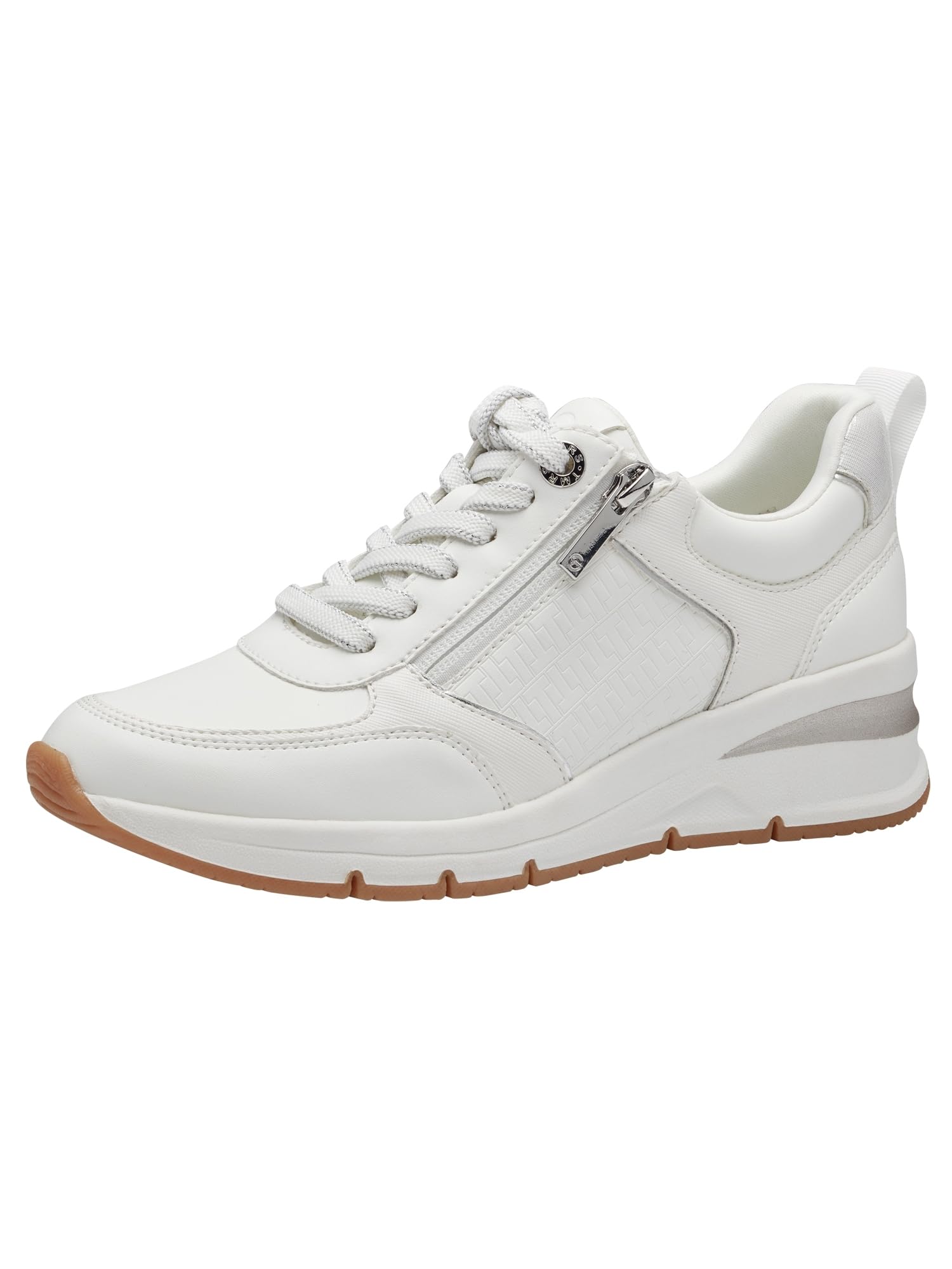 Tamaris Rea Zip Wedge White Silver Womens trainers 23721-42-171 in a Plain Man-made in Size 37