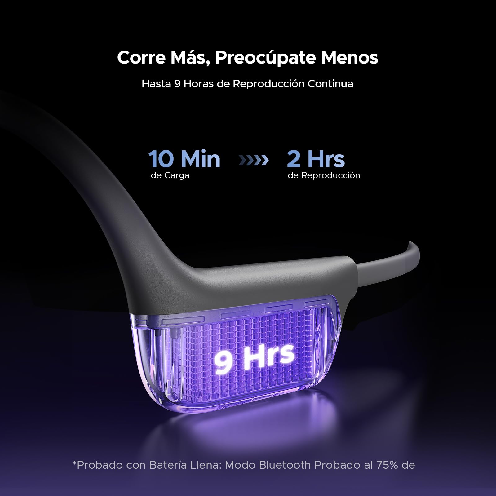 Bone Beat Run Digital Cuffie Conduzione Ossea Wireless, Auricolari Sportive Bluetooth Impermeabili con Display LED, Batteria 9 Ore, BT 6.0 per Corsa Palestra Outdoor - Nero