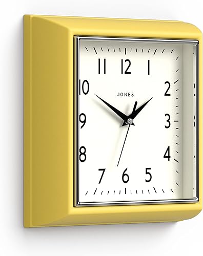 Miniatura 2 de JONES CLOCKS The Mustard Wall Clock - Reloj de pared analógico - Reloj retro - Relojes de pared de cocina - Esfera fácil de leer - Reloj de pared