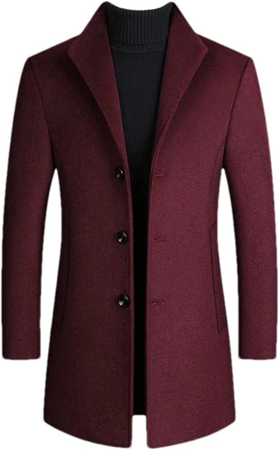 Men's Winter Warm Woolen Long Coat - Business Single Breasted Overcoat Casual Wool Jacket For All Occasions