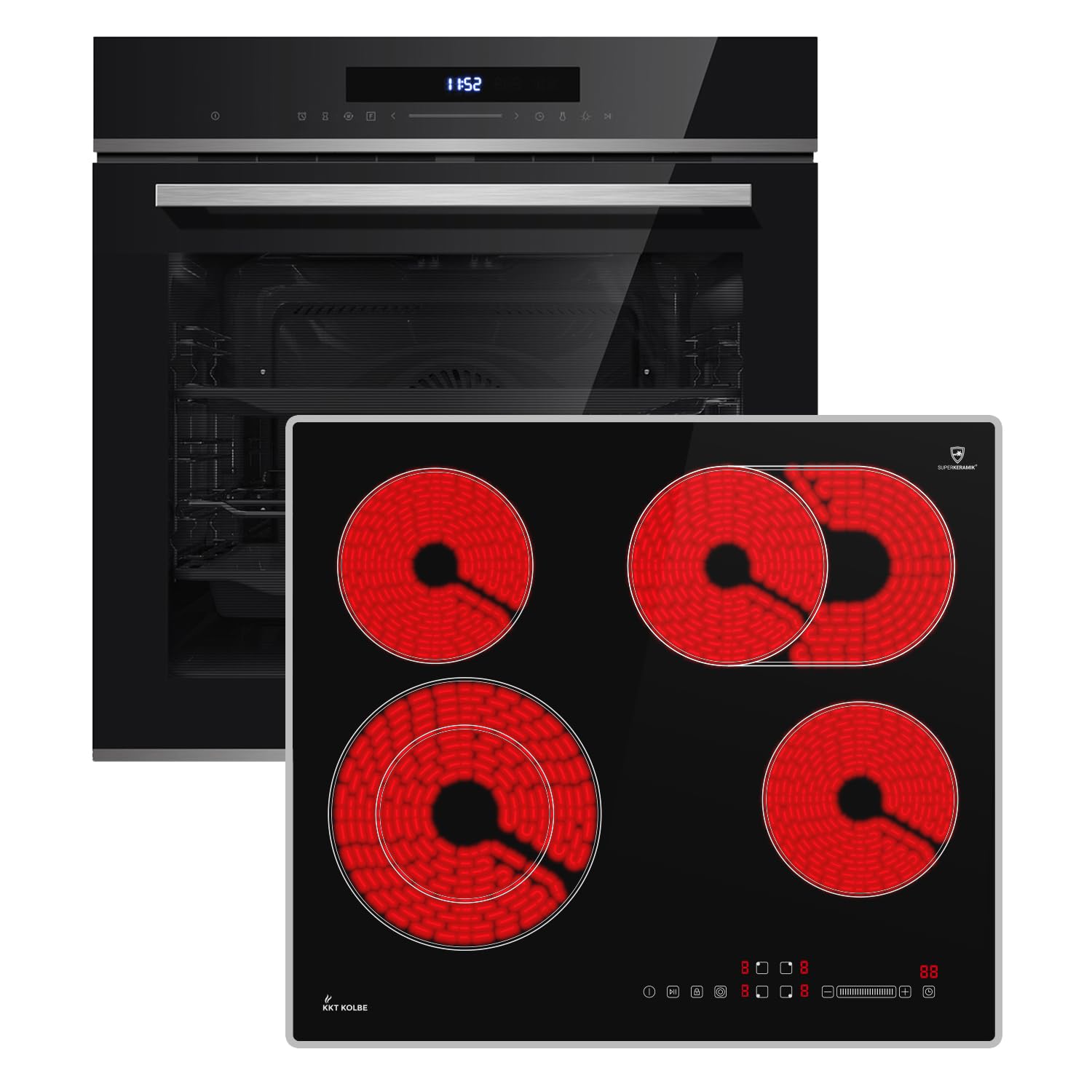 Conjunto: 60cm Horno electrico empotrable EB8019EDP + 59cm Placa vitrocermica CH5901AL | Pirólisis | Función Pizza | Parrilla | Aire circulante | Aire caliente | SET8019CH59AL