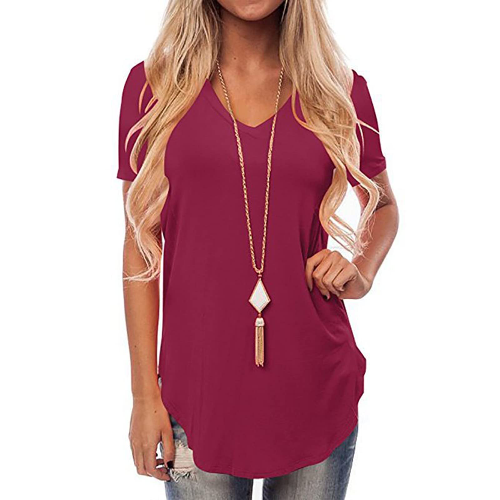 T-shirty Damskie Bawełniane Koszulki Z Krótkim Rękawem Stretch Crewneck Tee Ponadgabarytowe Oddychające T-shirty Wygodne Lekkie