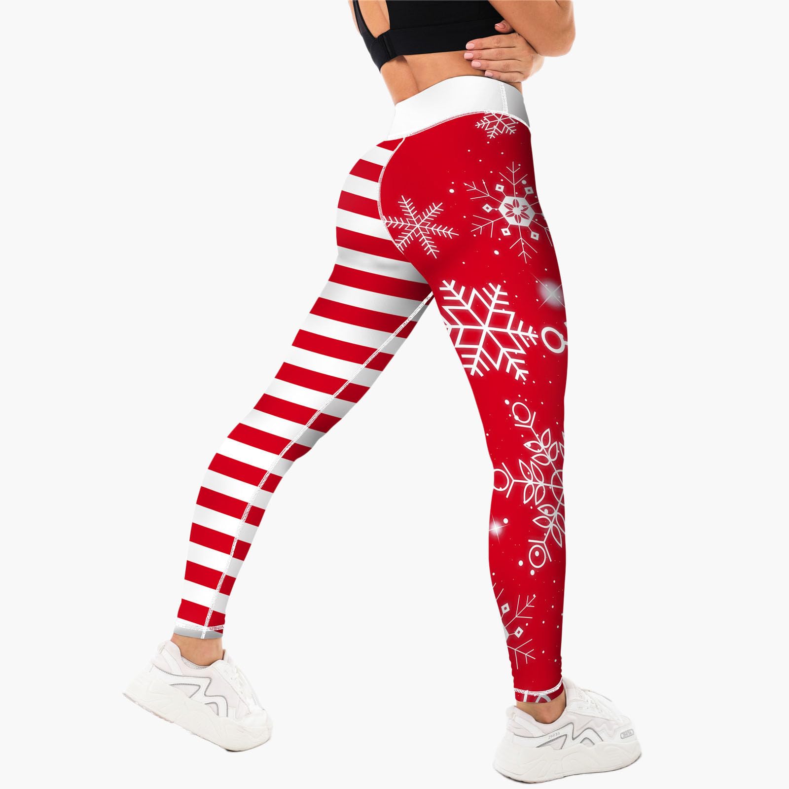 Women's Christmas Leggings Printed High Waisted Tights Trendy Workout Yoga Pants S-XL