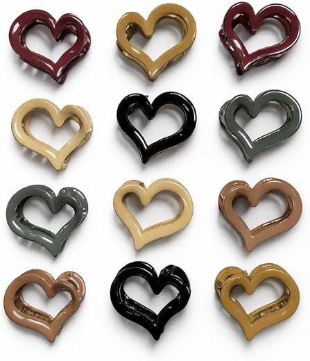 Multi Color Heart Design Hair Clips for Women &amp; Girls (Pack of 4 pcs) Hair Claw Clips with Strong Metal Spring | Non-Slip ...