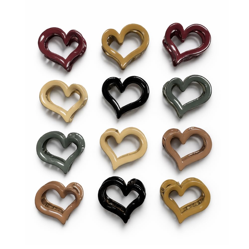 Multi Color Heart Design Hair Clips for Women & Girls (Pack of 4 pcs) Hair Claw Clips with Strong Metal Spring | Non-Slip ...