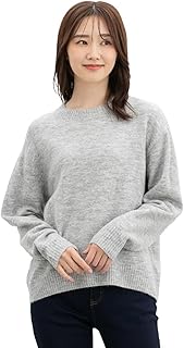 [ハニーズ] セーター 長袖 軽ふわっニット 再生ポリエステル ウール混 アクリル混 無地 レディース クルーネックニット 5330311527