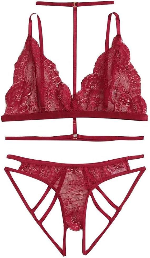 Set Pigiama Sexy In Pizzo Floreale - Top Senza Maniche + Mutandine, 2 Pezzi! - Foto 8