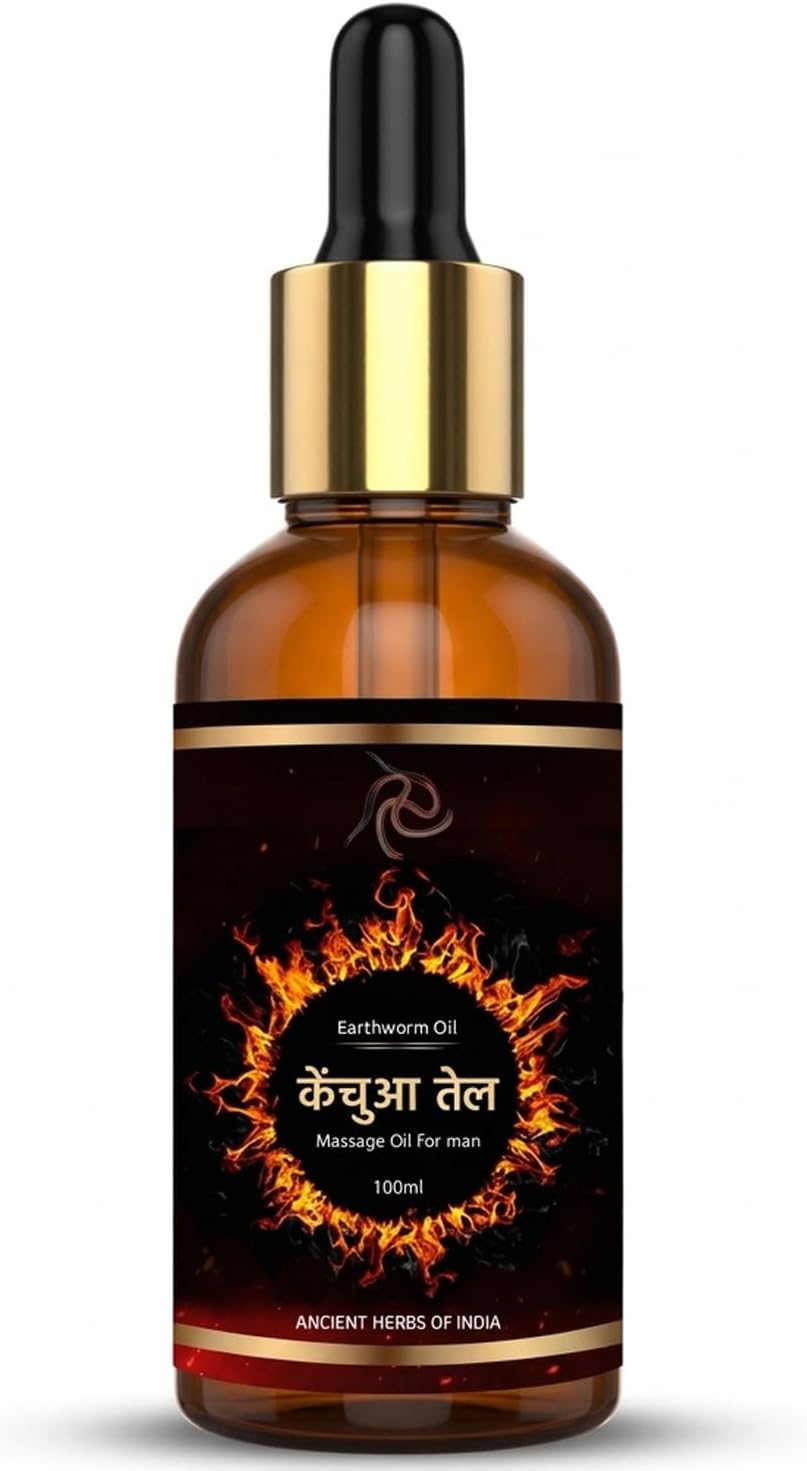 Earthworm Ayurvedic Penis Enlargement Oil - Fast Acting Formula for Longer, Thicker, Stronger Pennis - Made with Ancient India Natural Herbs - 100% Ayurvedic Oil for Men