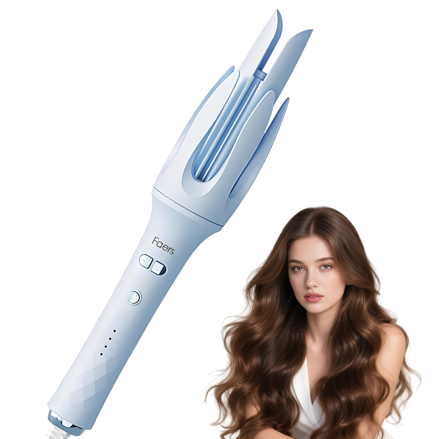 32/28MM Automatic Curling Iron Hair Curler with 3 Temperature Adjust Anti-Scald Anti-Tangle Auto Rotating Curling Wand (Blue)