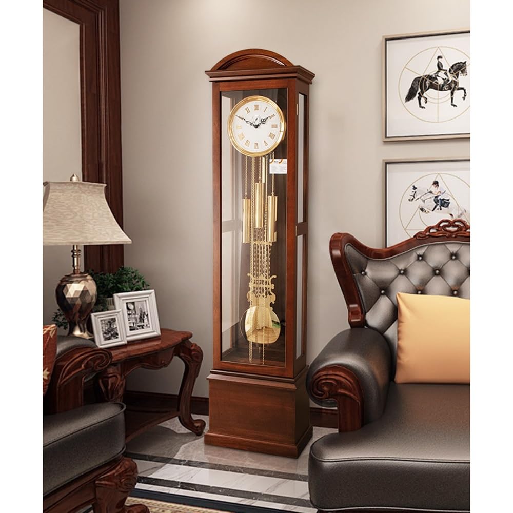 Decorativo Reloj de mesa simple piso mecánico madera maciza para la oficina