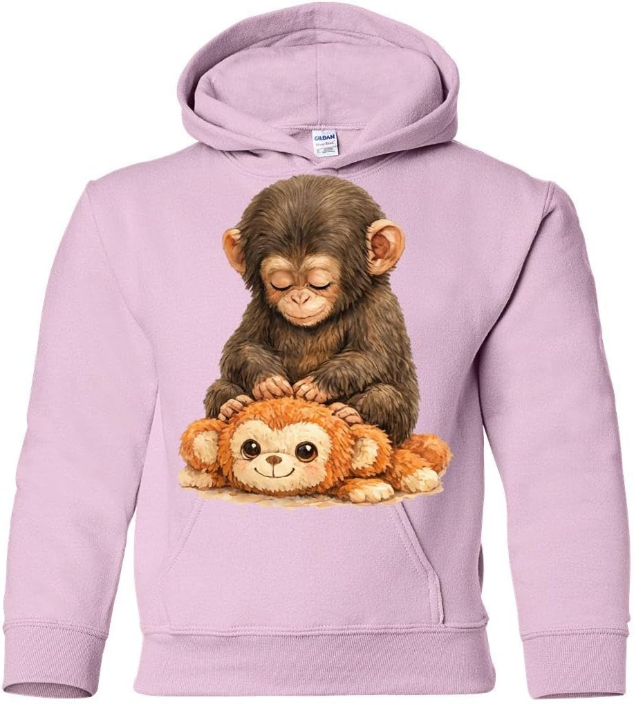 wild custom apparel Team Punch Monkey Cuddling Stuffed Animal Kids Youth Boys Girls Sweatshirt Hoodies